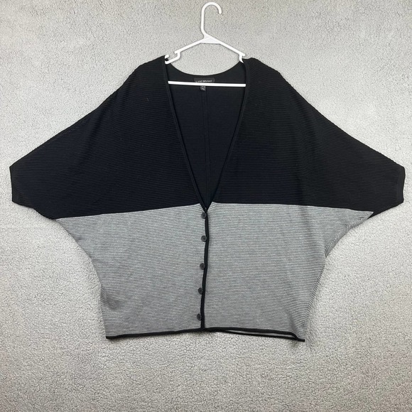 Lane Bryant Size 18/20 Dolman Sleeve Button Front Oversized Cardigan Black Grey - Picture 3 of 8